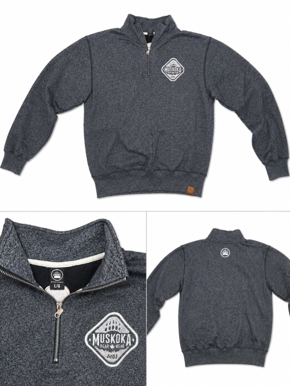 Muskoka Bear Wear Women's Heather Charcoal Quarter-Zip Sweatshirt